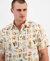 Club Room Men's Tile Garden Linen Short Sleeve Shirt, Created for Macy's