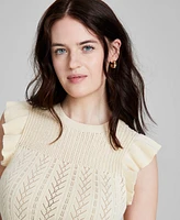 And Now This Women's Textured Ruffle-Sleeve Sweater, Created for Macy's