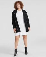 Charter Club Plus Cashmere Rhinestone Open-Front Cardigan, Created for Macy's