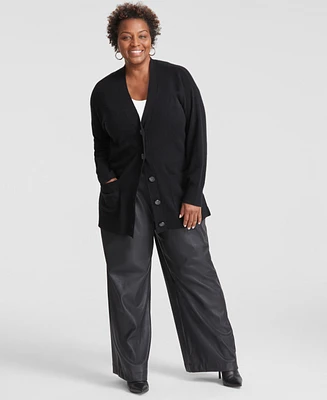 Charter Club Plus Cashmere Button-Front Cardigan, Created for Macy's