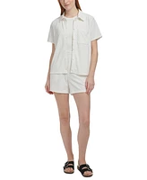 Andrew Marc Sport Women's Basket-Weave-Textured Shirt