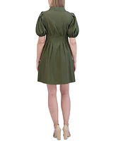 Eliza J Women's Cotton Bubble-Sleeve Shirtdress