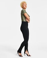 Bar Iii Women's Mid Rise Zip-Cuff Ponte-Knit Leggings, Created for Macy's