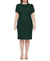 Calvin Klein Plus Scuba Crepe Tulip-Sleeve Sheath Dress