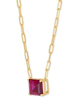 Lab-Grown Ruby Solitaire Paperclip Link Pendant Necklace (4-1/5 ct. t.w.) in 14k Gold-Plated Sterling Silver, 16" + 4" extender