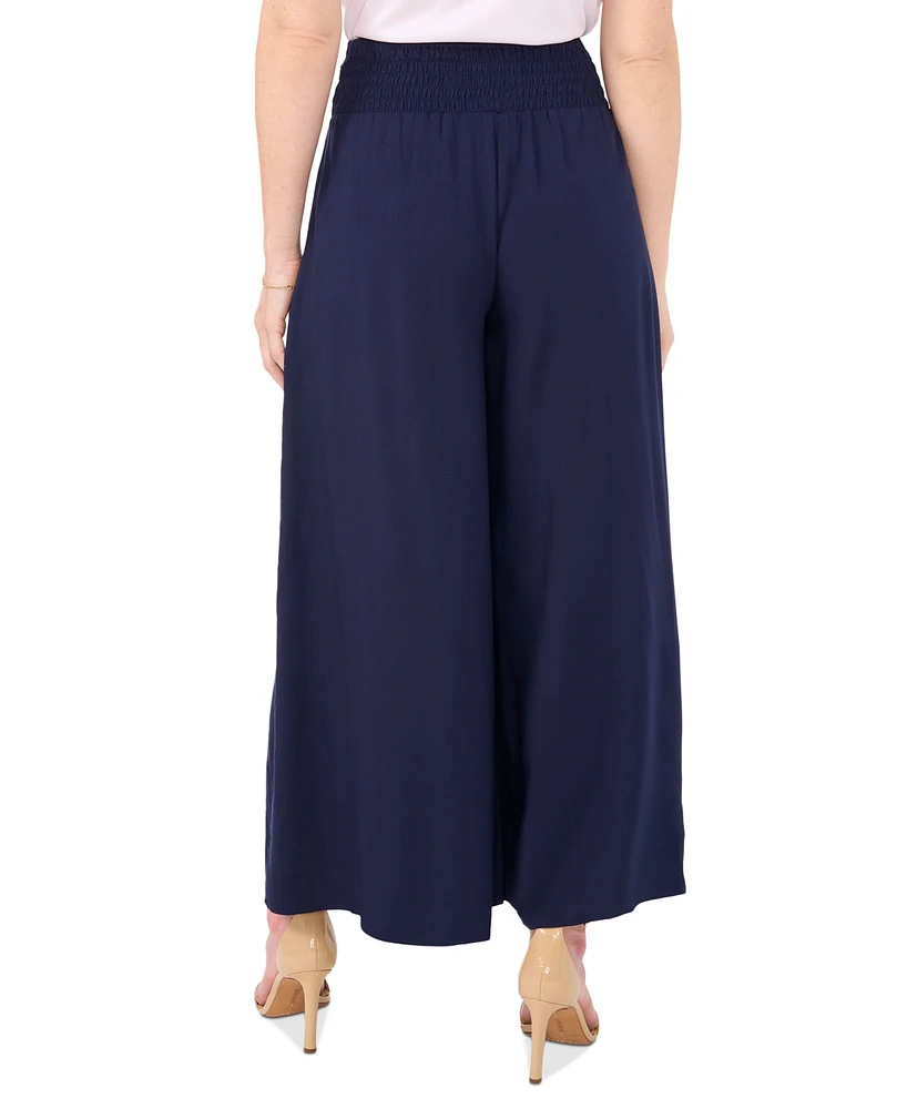 Sam & Jess Petite Pilazzo Smocked-Waist Wide-Leg Pants