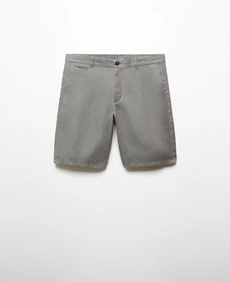 Mango Men's Slim Fit 100% Linen Bermuda Shorts