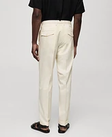 Mango Men's Pleated Cotton Linen Trousers