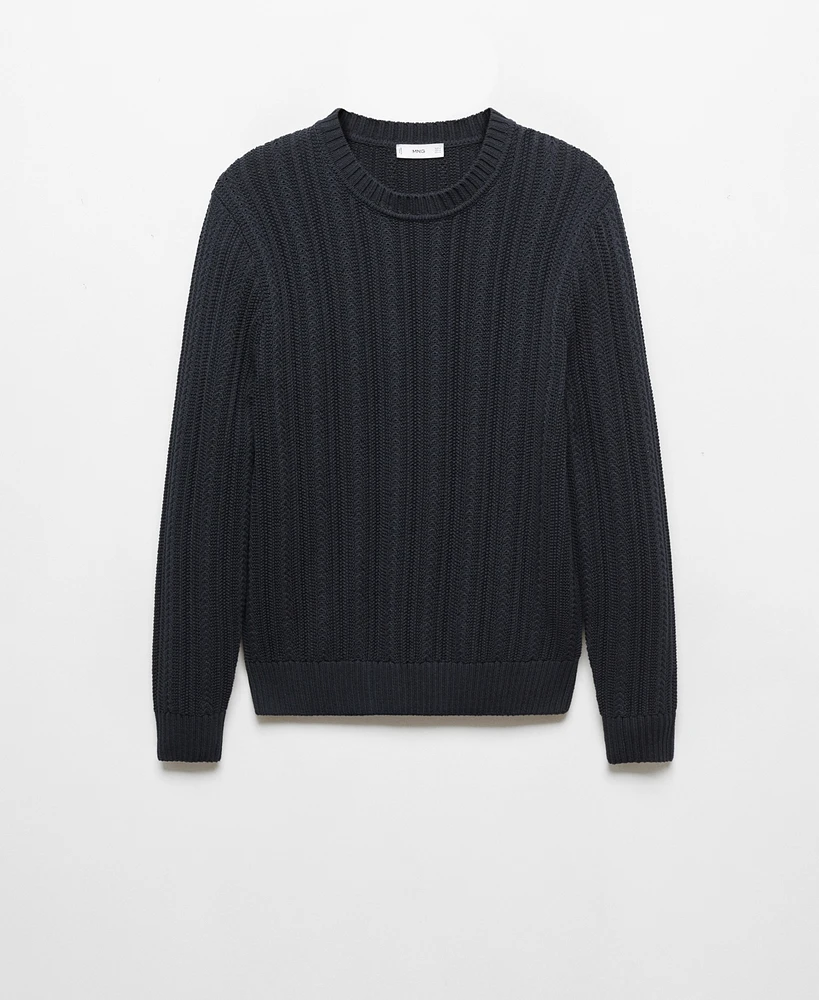 Mango Men's Contrasting Knit Sweater