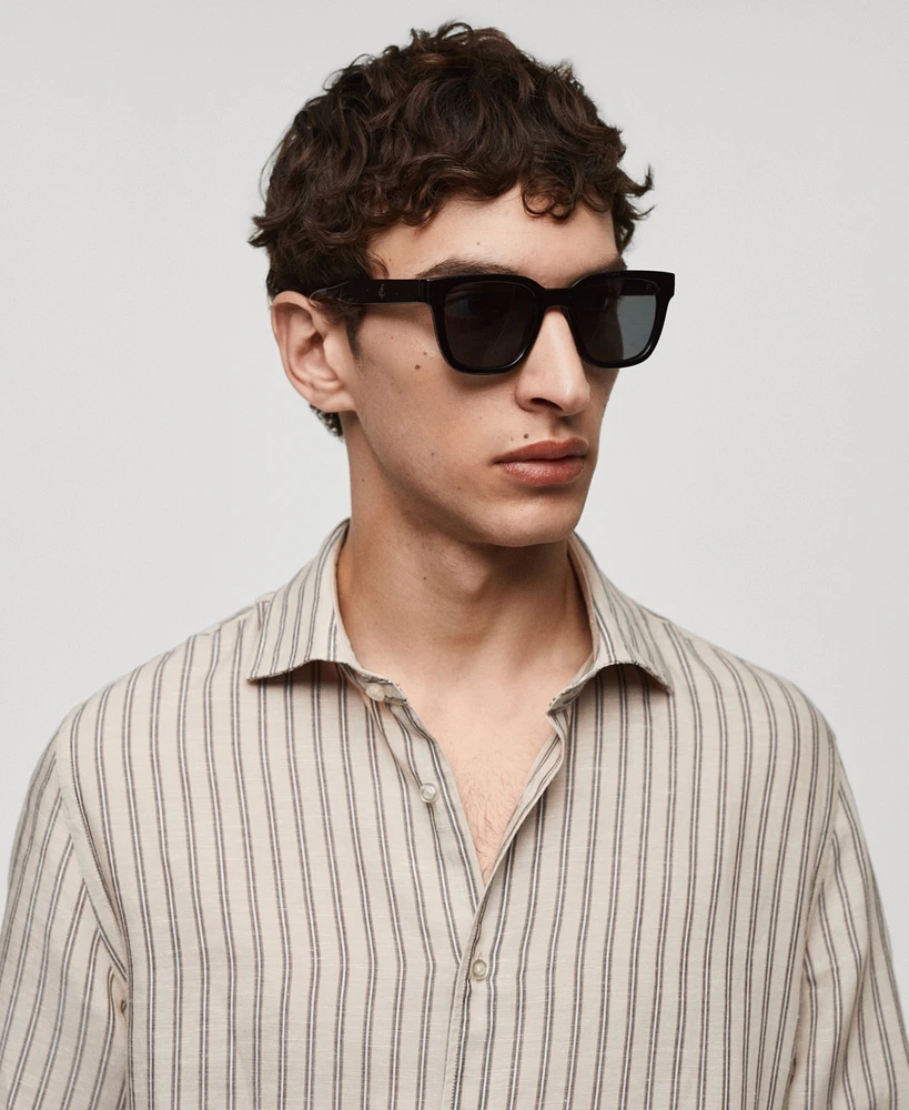 Mango Men's Regular-Fit Striped Linen Shirt