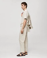 Mango Mens 100 Linen Regular Fit Shirt Pants Set