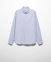 Mango Men's Regular Fit Striped Cotton Shirt