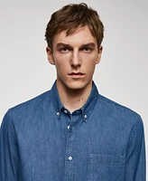 Mango Men's Classic-Fit Chambray Cotton Shirt