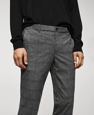 Mango Men's Slim-Fit Cotton Check Trousers