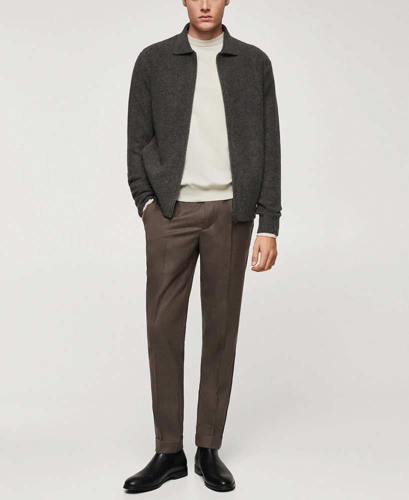 Mango Men's Pleat Detail Wool Pants