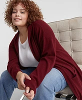 Charter Club Plus Size Hooded 100% Cashmere Cardigan, Created for Macy's