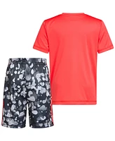 adidas Little & Toddler Boys Short-Sleeve Logo T-Shirt 3-Stripes Shorts, 2 Piece Set