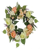 National Tree Company 24 Rose and Peony Flowers Wreath