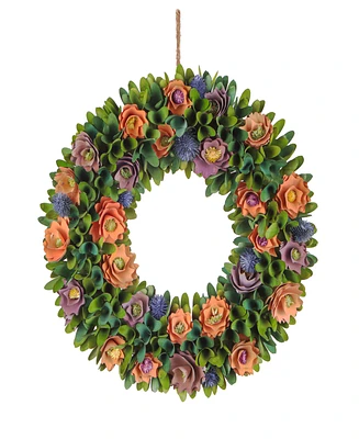 National Tree Company 18 Peach Colors Spring Floral Wreath