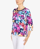 Alfred Dunner Women's Floral Splash Double Strap Top
