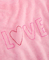 Charter Club Plus Cashmere Love-Embroidered Sweater, Created for Macy's