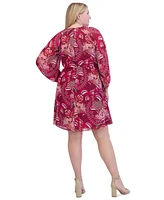 Jessica Howard Plus Paisley-Print Keyhole Fit & Flare Dress