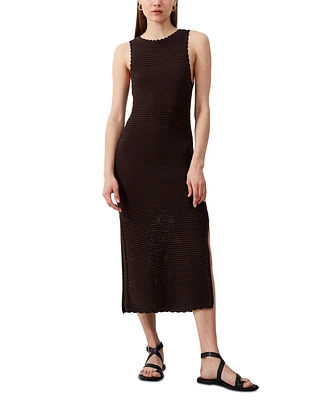 French Connection Women's Cotton Crochet Sleeveless Midi Dress