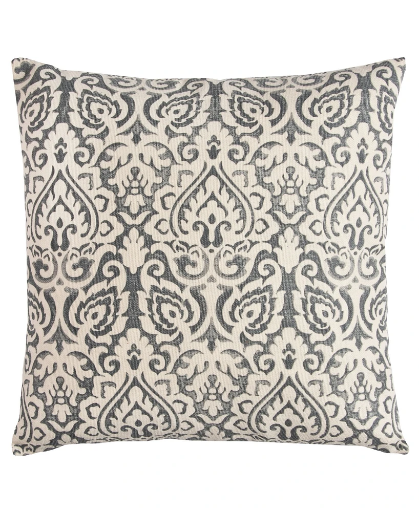 Rizzy Home Damask Polyester Filled Decorative Pillow, 22" x