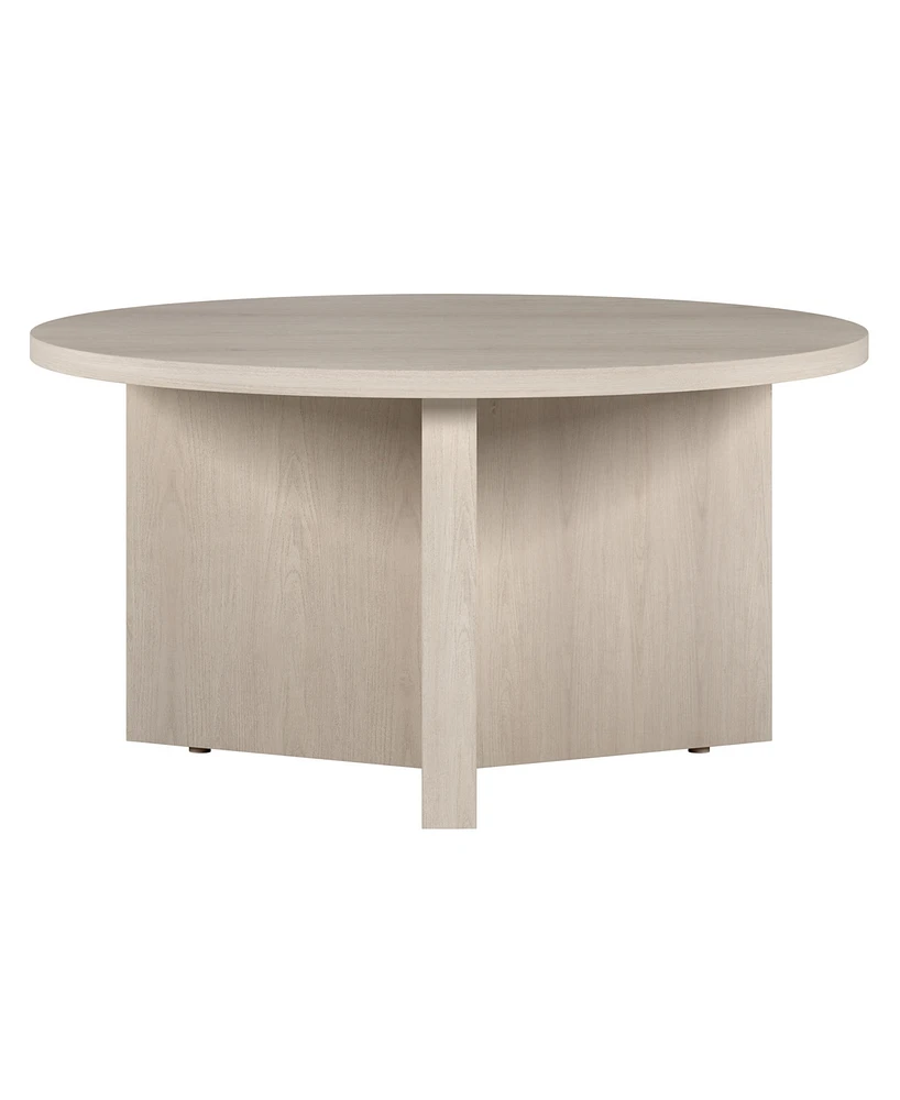 Hudson & Canal Anders 32" Wide Round Coffee Table in Alder White