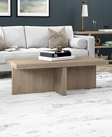 Hudson & Canal Elna 44" Wide Rectangular Coffee Table in Antiqued Gray Oak