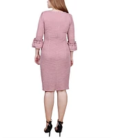 Ny Collection Petite 3/4 Sleeve Textured Knit Dress