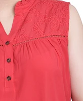 Ny Collection Petite Sleeveless Yoked Blouse Top