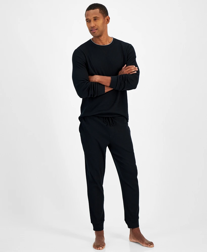 Club Room Men's Waffle Long-Sleeve T-Shirt & Pajama Pant Set, Created for Macys