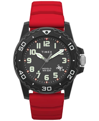 Timex Men's Main Street Quartz Red Silicone Strap 42mm Round Watch