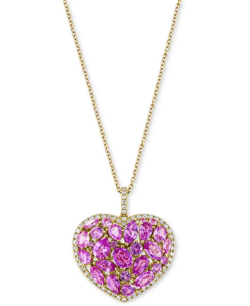 Effy Ruby (4-3/4 ct. t.w.) & Diamond (1/3 Heart 18" Pendant Necklace 14k Gold