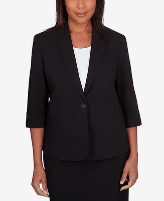 Alfred Dunner Petite Classic Fit Single Button Blazer