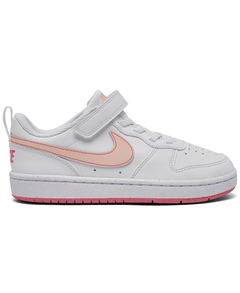 Nike Little Girls' Court Borough Low Recraft Fastening Strap Casual Sneakers from Finish Line