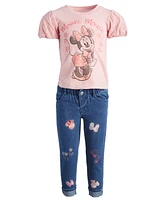 Disney Toddler & Little Girls 2-Pc. Minnie Mouse Cotton T-Shirt Jeans Set