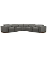 Lovro 7-Pc. Leather Sectional with 3 Power Motion Chairs & 2 Consoles, Created for Macy's