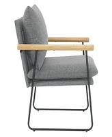 Office Star Dutton Armchair in Charcoal Fabric with Natural Arms and Black Sled Base