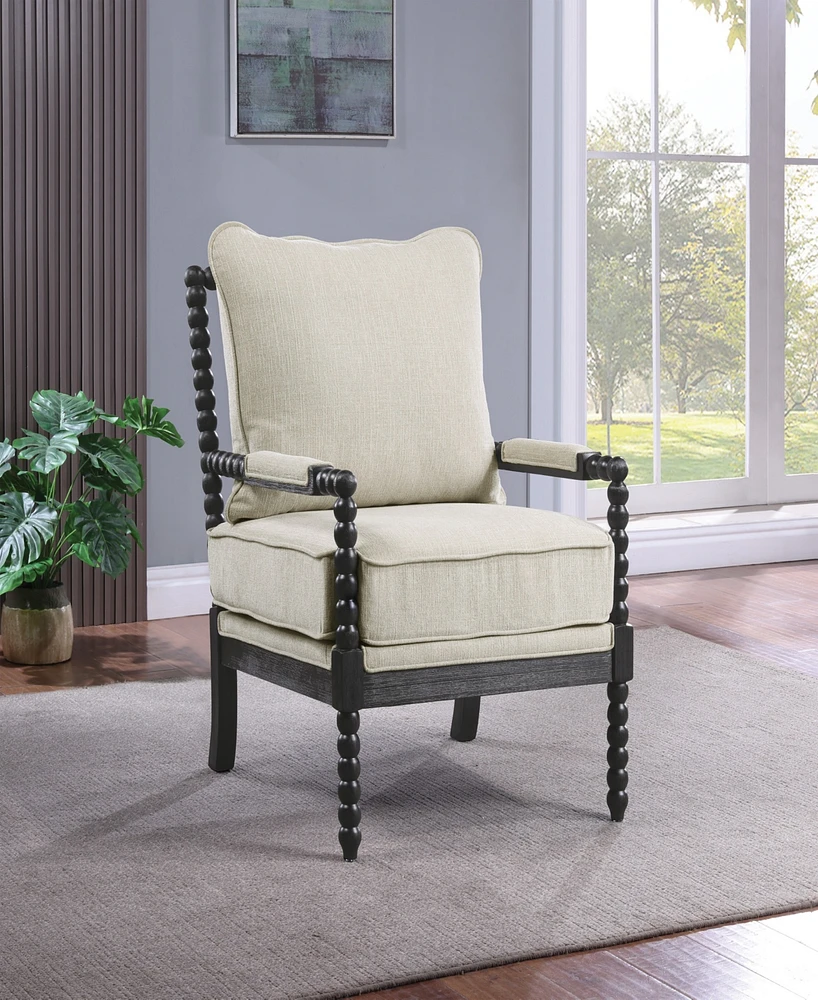 Office Star Eliza Brown Spindle Chair with Linen Fabric