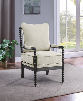 Office Star Eliza Brown Spindle Chair with Linen Fabric