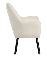 Office Star Della Mid-Century Accent Chair in Linen Fabric with Black Finish Legs