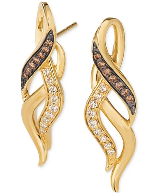 Le Vian Chocolate Diamond & Nude Diamond Swirl Drop Earrings (1/3 ct. t.w.) in 14k Gold