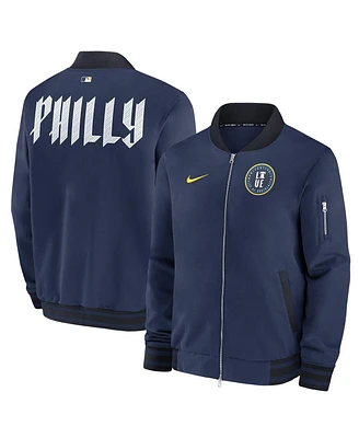 Nike Men's Navy Philadelphia Phillies 2024 City Connect Authentic Collection Game Time Full-Zip Bomber Jacket