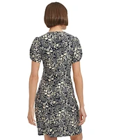 Tommy Hilfiger Women's Printed Puff-Sleeve Sheath Dress