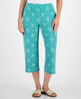 Jm Collection Petite Printed Pull-On Capri Pants, Created for Macy's