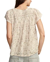 Lucky Brand Women's Printed Smocked Top