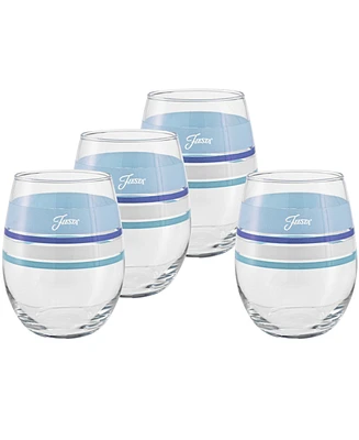 Fiesta Coastal Blues Edgeline 15-Ounce Stemless Wine Glass Set of 4