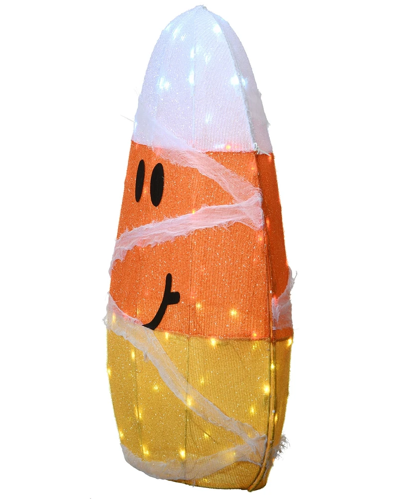 National Tree Company 28" Pre-Lit Candy Corn Mummy Outdoor Decoration, Led Lights, Halloween Collection